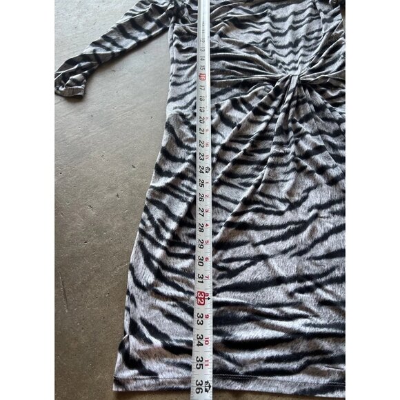 Michael Kors Sz XS Woman Black White Zebra Animal Print Cap Sleeve Dress Stretch - Picture 8 of 16